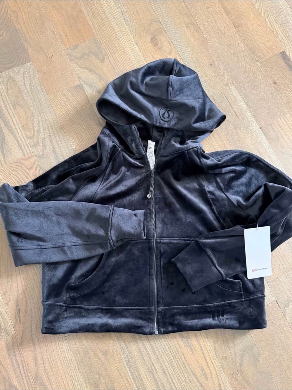 NWT Lululemon Scuba Black Velour Full Zip-Up Hoodie sz M/L